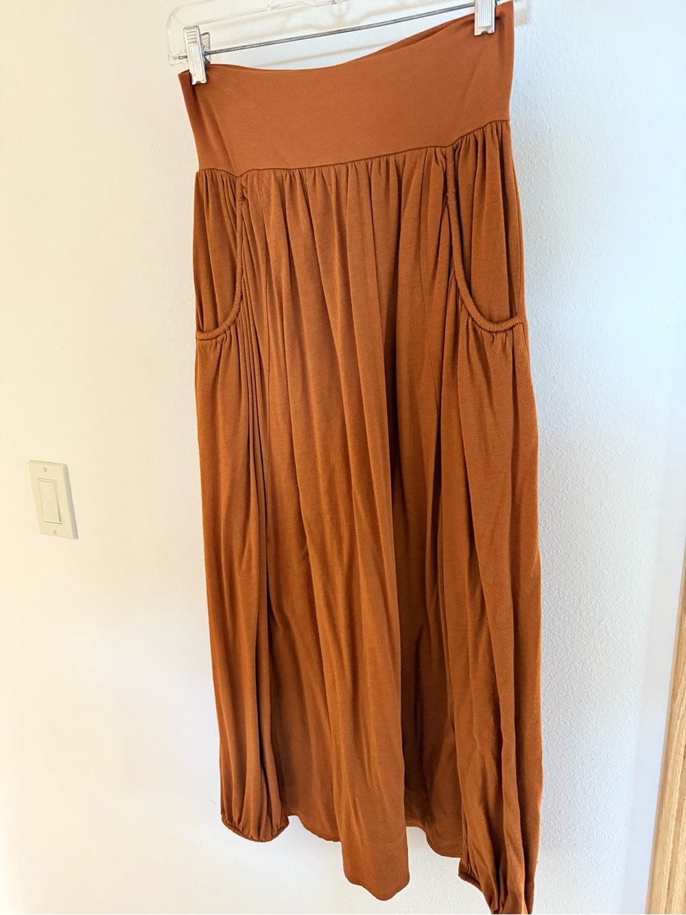 Garnet Hill Rust Brown Maxi Skirt with Pockets
